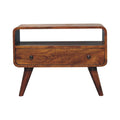 Soild wood Mini Chestnut Curved Media Unit