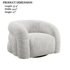 White Swivel Chair Contemporary product dimensions: 37.4" length, 34.3" width, 27" height, ideal for compact yet stylish living room seating.