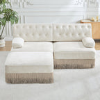 Modular Chesterfield Style Sofa with Tassel Skirt.