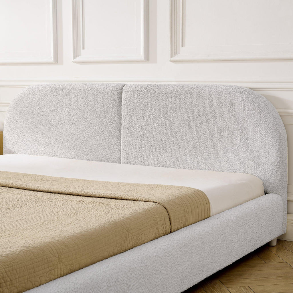 King Size Upholstered Bed Frame with Curved Headboard.