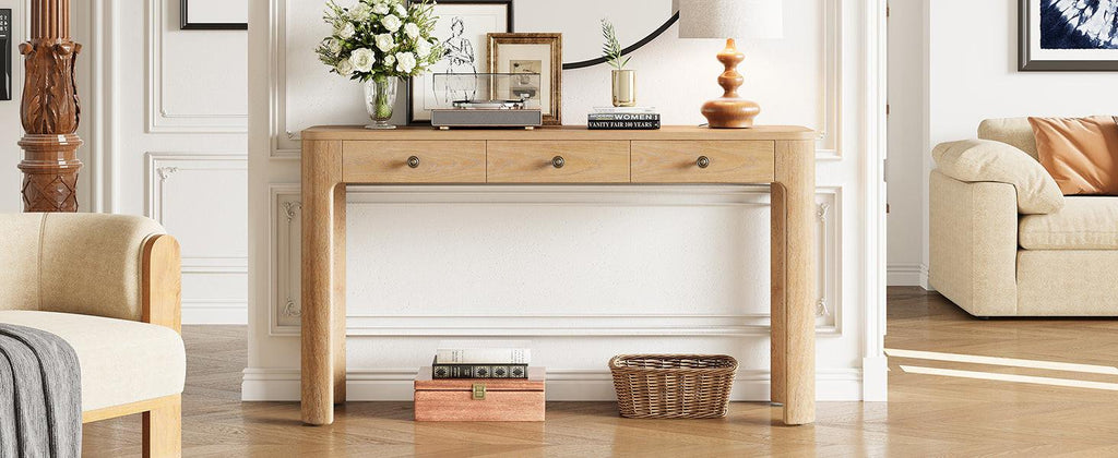TREXM Rustic Console Table with Drawers for Entryway & Living Room.