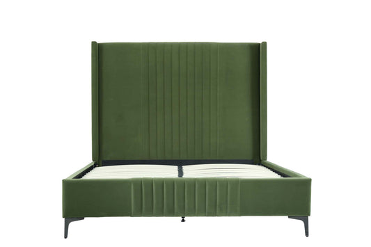 Promenade Upholstered Velvet Queen Bed in Moss Green