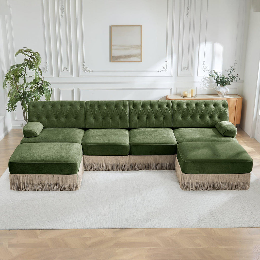 4-Seater Cloud Modular Sectional Sofa with Ottomans.