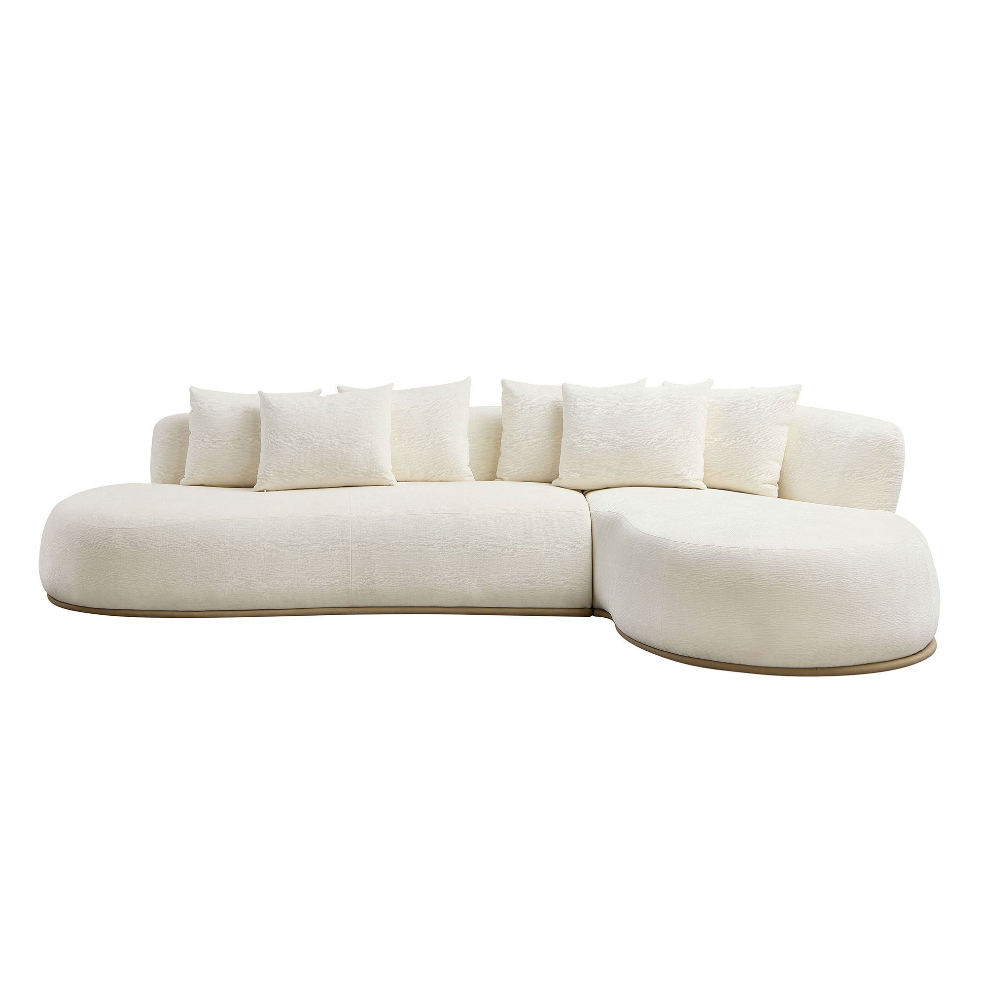 Oversized L-Shape Sectional Sofa with Right Chaise in Beige featuring plush cushions and modern curves, ideal for spacious living rooms.