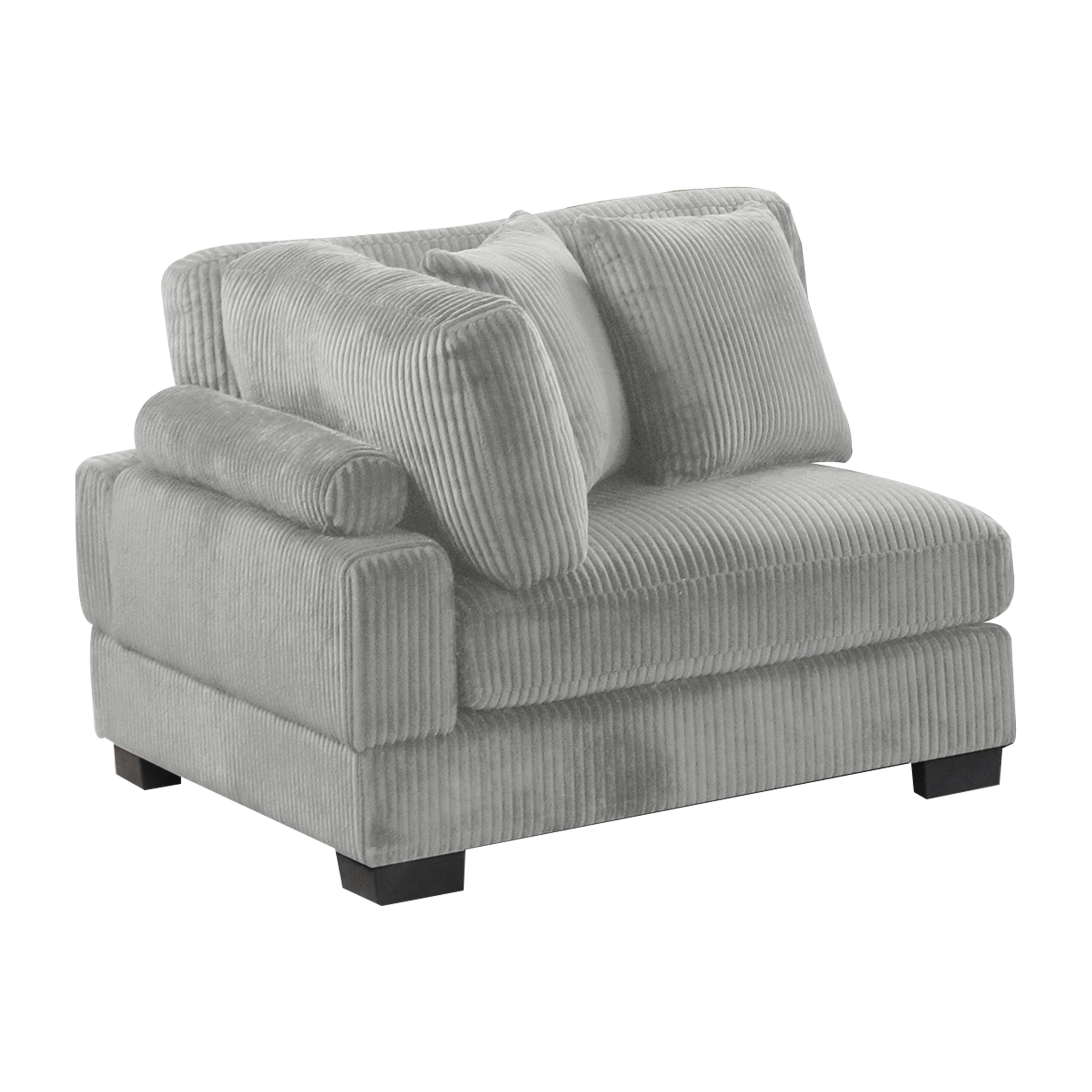 Bentley Gray Modern Modular Sectional Sofa with corduroy upholstery and acacia wood legs, ideal for contemporary living rooms.