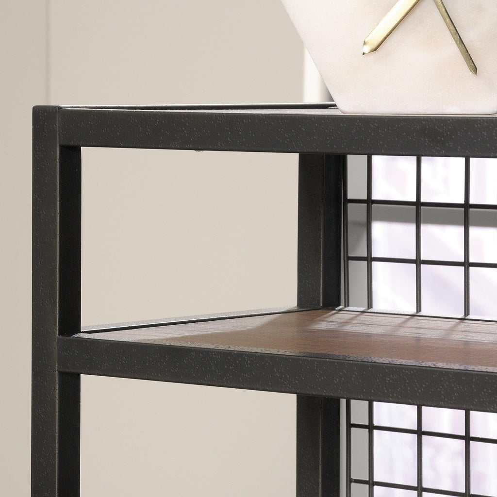 L-Shaped Desk, Brown finish.