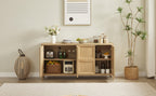 67'' Oak Sideboard Storage Cabinet with Tip-On Opening.