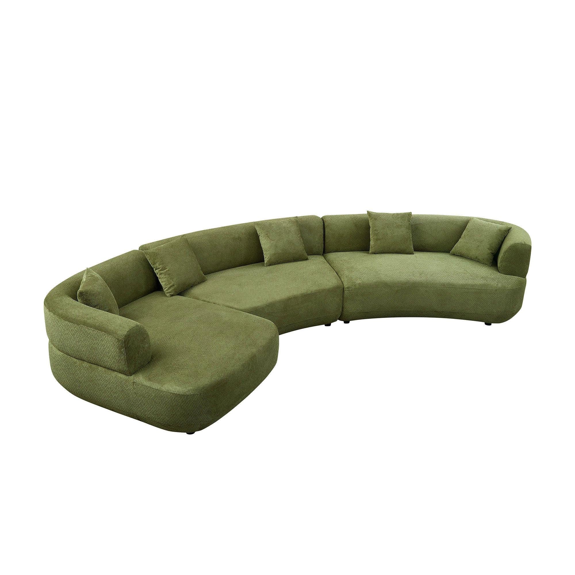 155.91 Inch Curved Modular Sofa with Pillows.