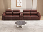 5-Piece Modular Leather Sofa - Dark Brown Comfort.