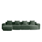 Modular Velvet Sectional Sofa with Ottoman & Pillows.