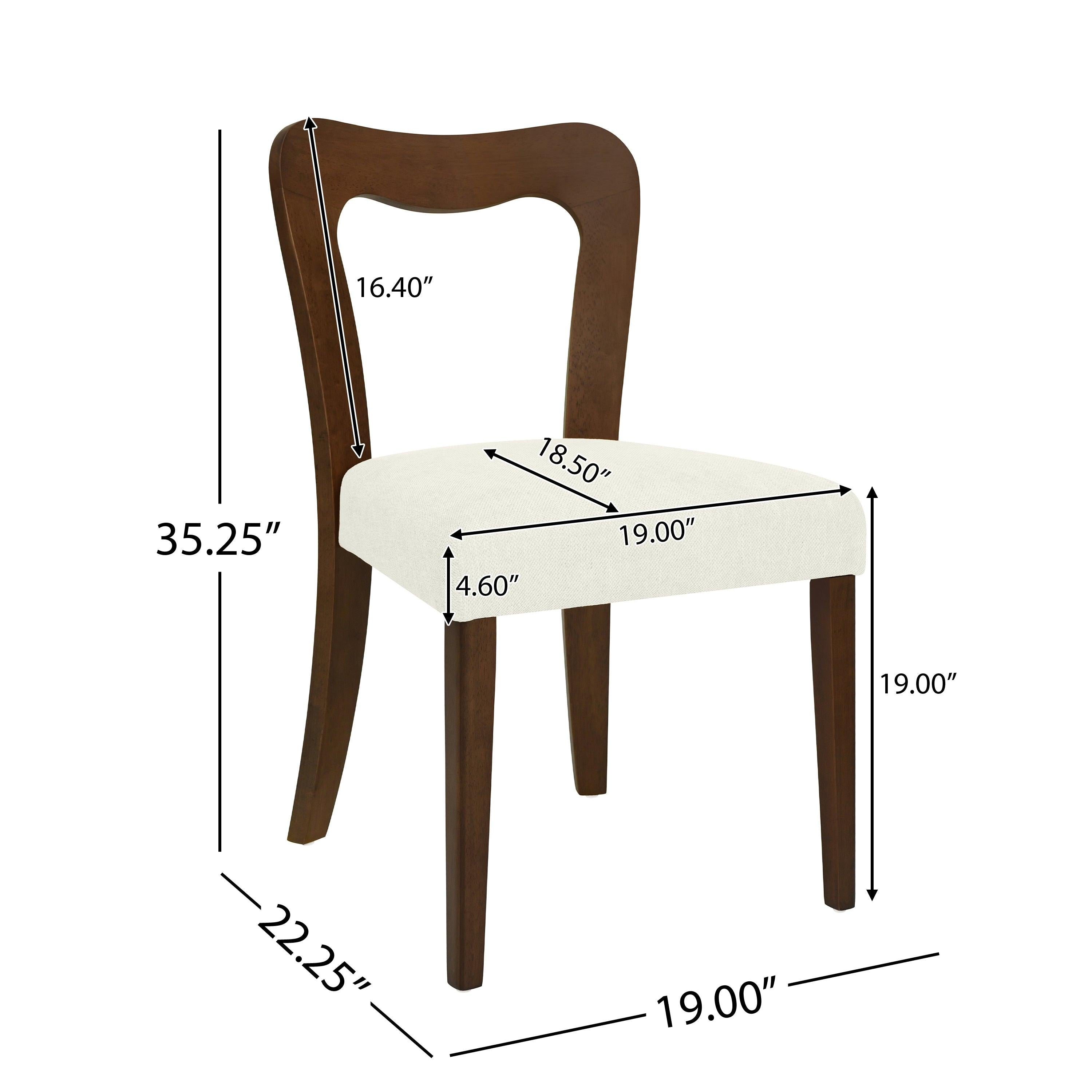 Walnut Beige Dining Chair Set of 2 without Arms.