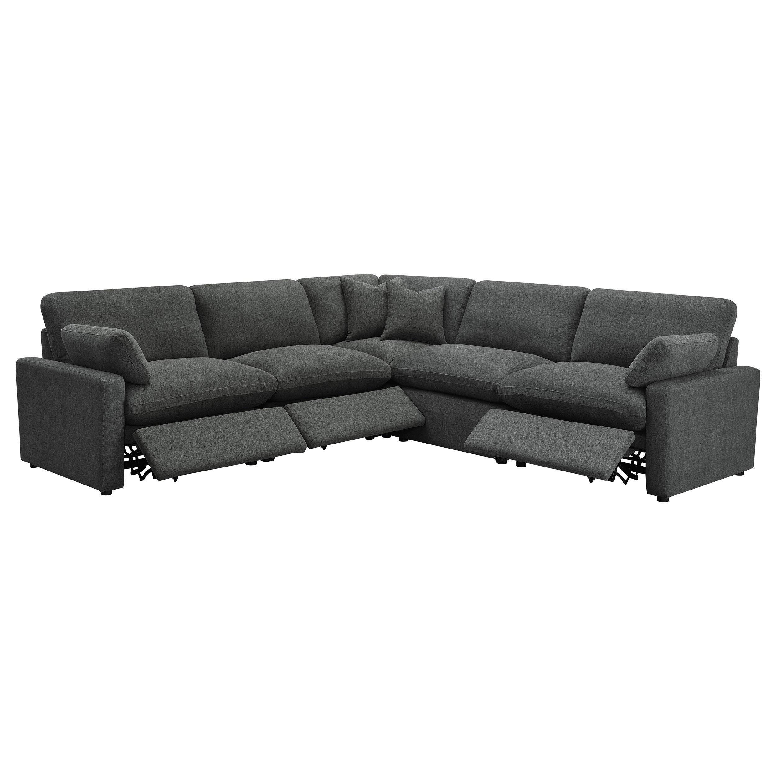 Hollander Dark Grey Modular Power Reclining Sectional.