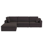 Modern dark gray modular sectional sofa in sturdy fabric with a clean-lined design and comfortable lounge chaise.