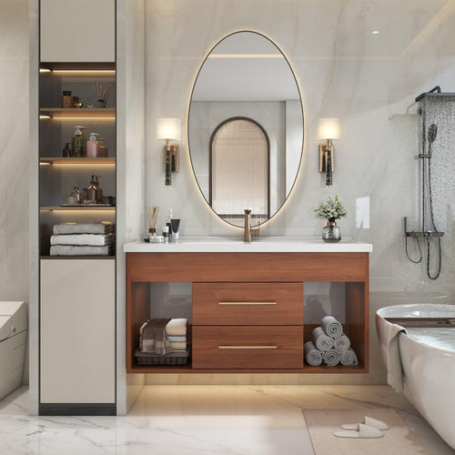 35.4' Mid-Century Modern Bathroom Vanity with Sink.