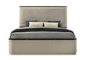 Gray Linen Beige Queen Bed with Storage.