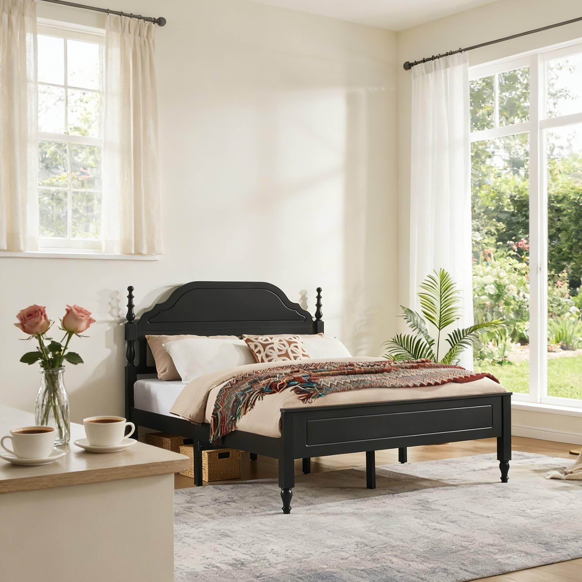Queen Bed with Padded Headboard for Elegant Bedrooms.