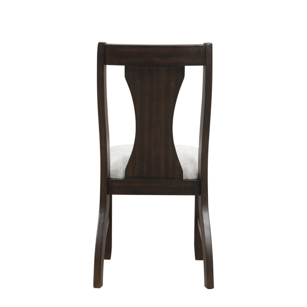 Rear view of Espresso Finish Chair with curved slat back design and sturdy wooden frame for dining room use.