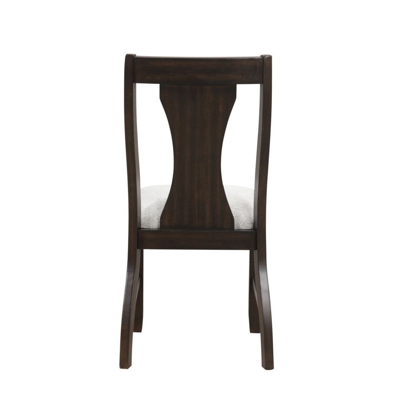 Rear view of Espresso Finish Chair with curved slat back design and sturdy wooden frame for dining room use.