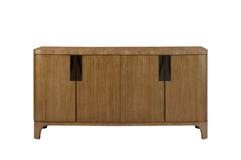Eucalyptus Server Furniture - Solid Wood & MDF buffet with sleek veneer finish and black handles, ideal for modern dining storage.