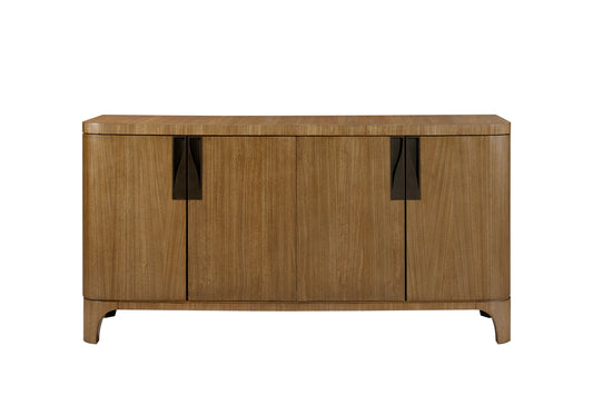 Eucalyptus Server Furniture - Solid Wood & MDF buffet with sleek veneer finish and black handles, ideal for modern dining storage.