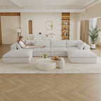 157.6'Cloud Sofa,Corduroy Fabric,Deep Seat Couches,Double-layer design,Removable Cushion,No Assembly,DIY Combination for Living room, Bedroom,Conference room ,Apartment,White - Groovy Boardz