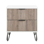 Dumbo 20' Fluted Nightstand in Rustic Gray and White (2-Drawer)
