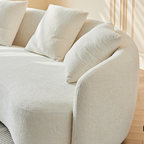 Modern Curved Velvet Sofa with 4 Pillows for Living Room.