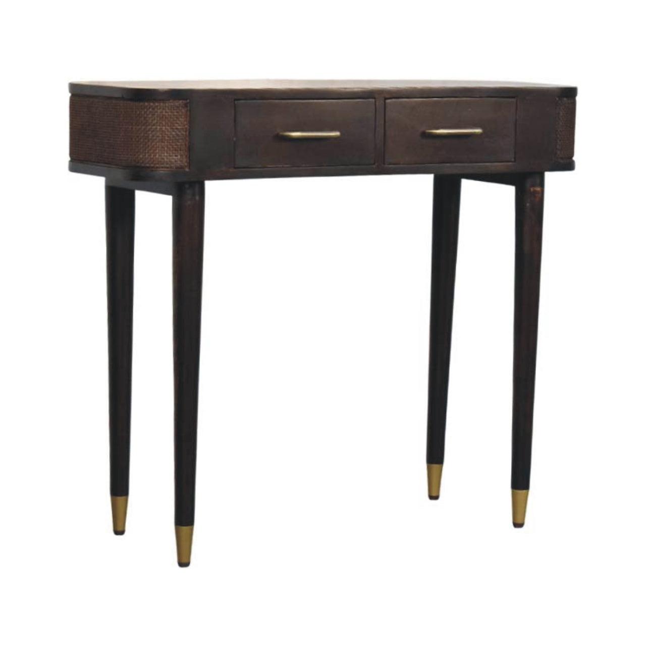 Solid Wood Belmont Console Table,Brown,2-Drawers.