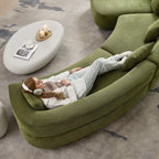 155.91 Inch Curved Modular Sofa with Pillows.