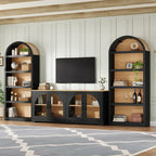 3-Piece Retro TV Stand Set with Bookshelf for Up to 70 TVs.