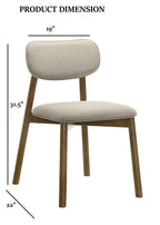 Mid-Century Modern Side Chair Set in Walnut and Beige.