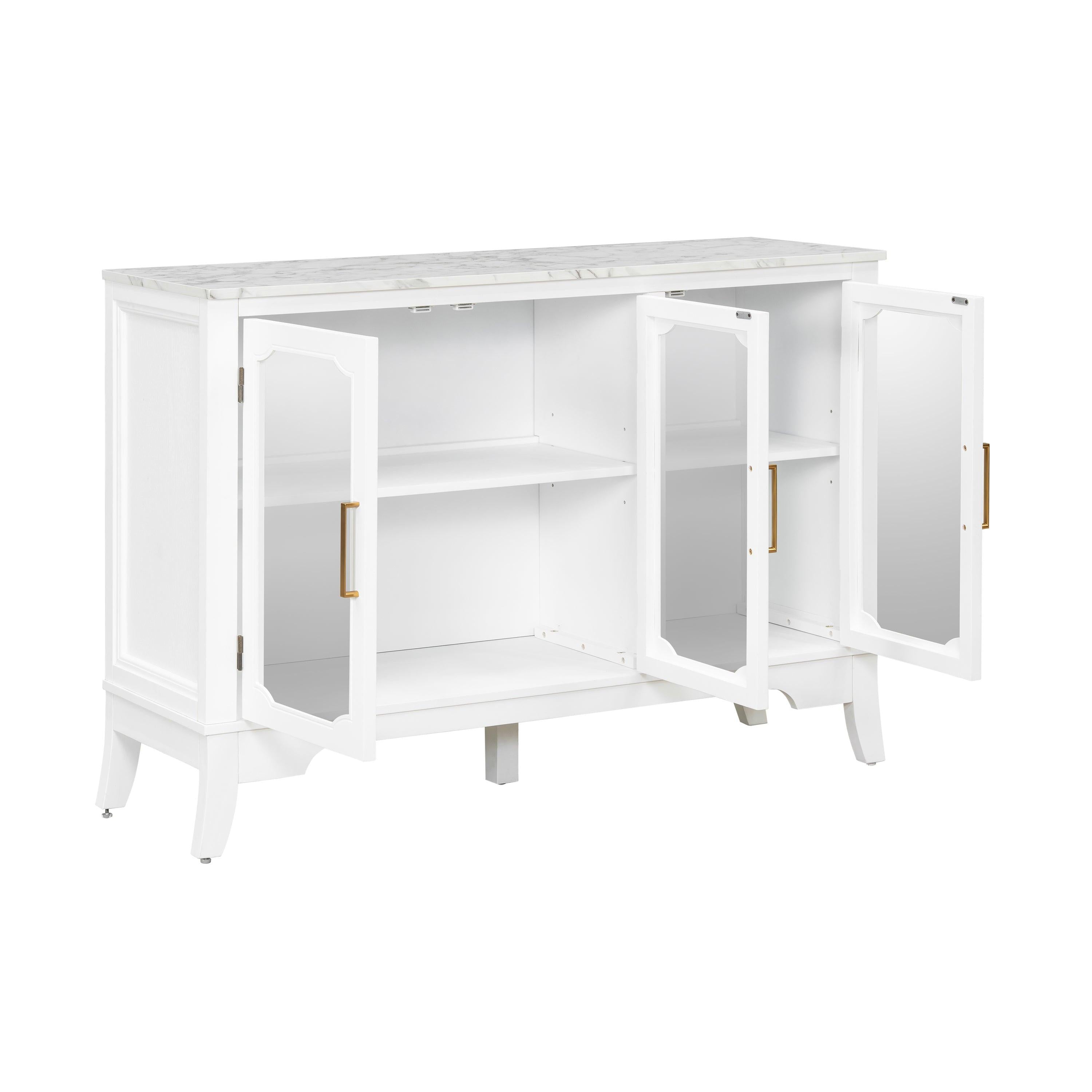 Storage Cabinet for Entrance - Large White Cabinet with 3 Doors.