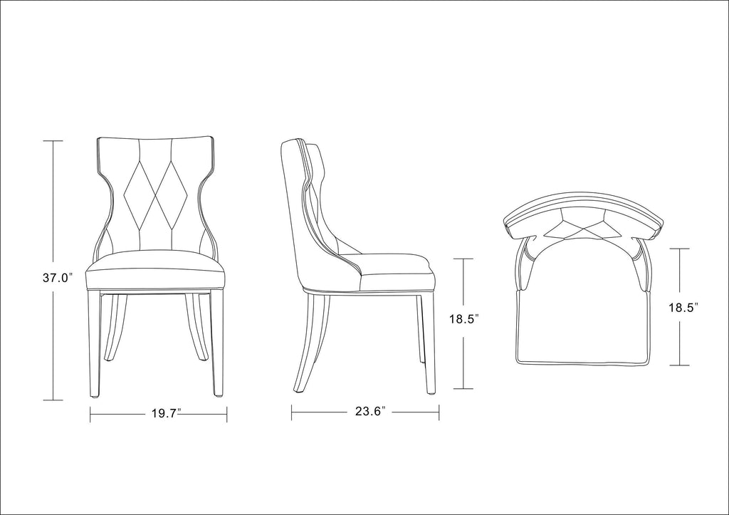 Reine Wood Upholstered Dining Chair in Antique Gold - Set of 2.