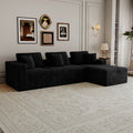 118-Inch 5-Piece Modular Corduroy Sectional Sofa in Black