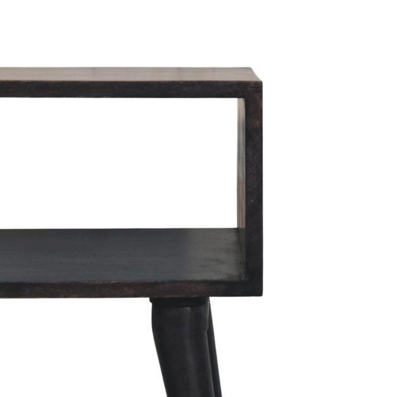 Solid Wood Mid-Century Bedside Table with Open Shelf.