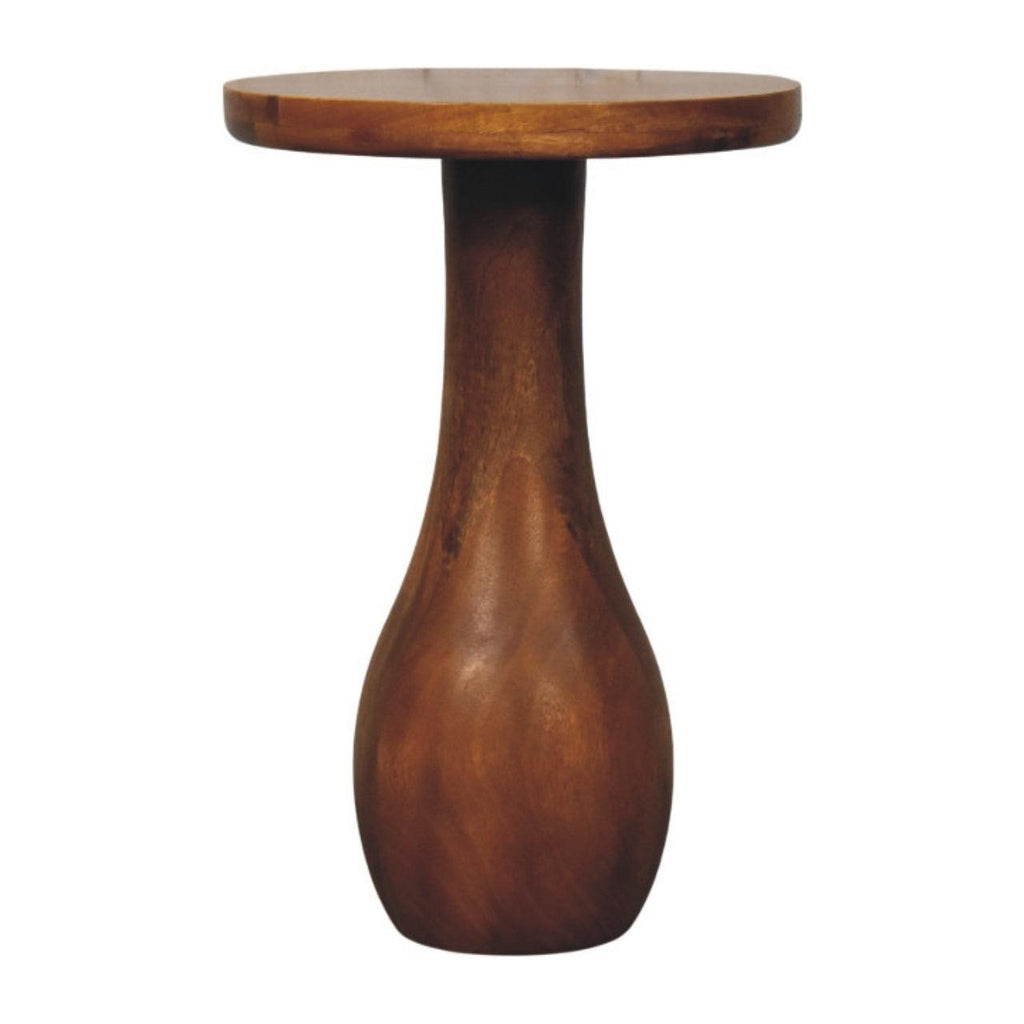 Solid Wood Curved Base Side Table for Modern Living.