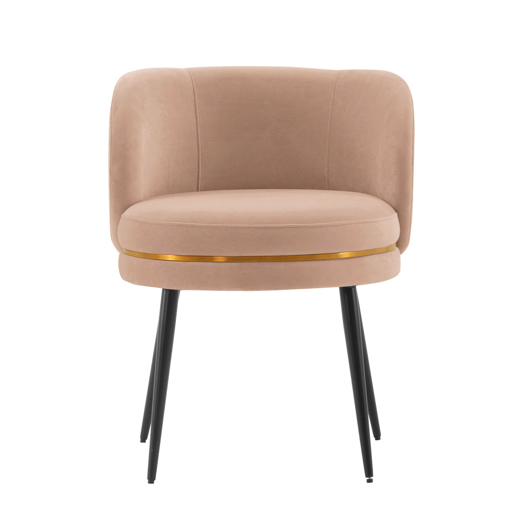 Kaya Wood Velvet Dining Chair in Nude