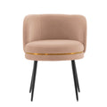 Kaya Wood Velvet Dining Chair in Nude