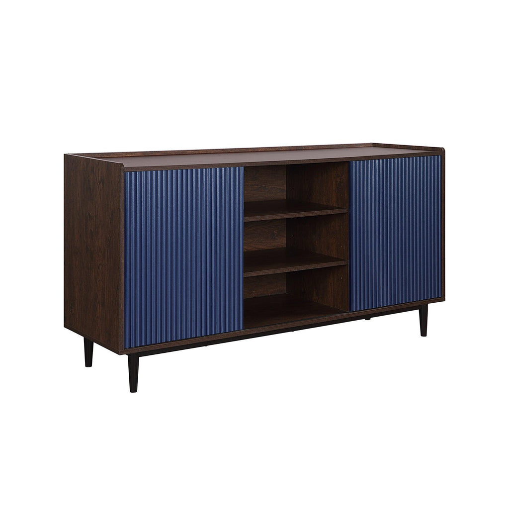 Duane 59' Fluted Sideboard in Navy Blue.