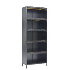 Iron Display Cabinet with Glass Doors - 5-Tier Bookcase.