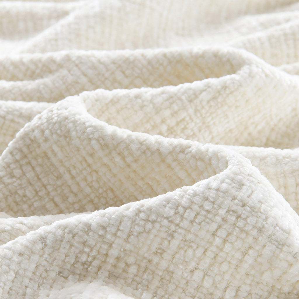 Close-up of ultra-thick chenille fabric used in modular sectional sofa, showcasing soft texture and wrinkle-resistant weave.
