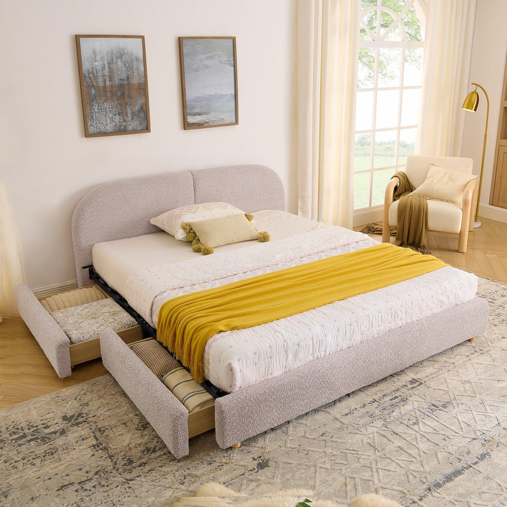 Queen Size Upholstered Bed Frame - Modern Minimalist Design.