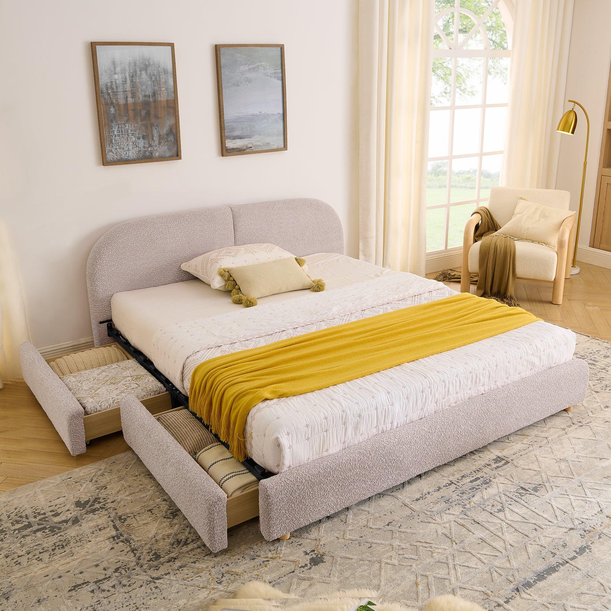 Queen Size Upholstered Bed Frame - Modern Minimalist Design.