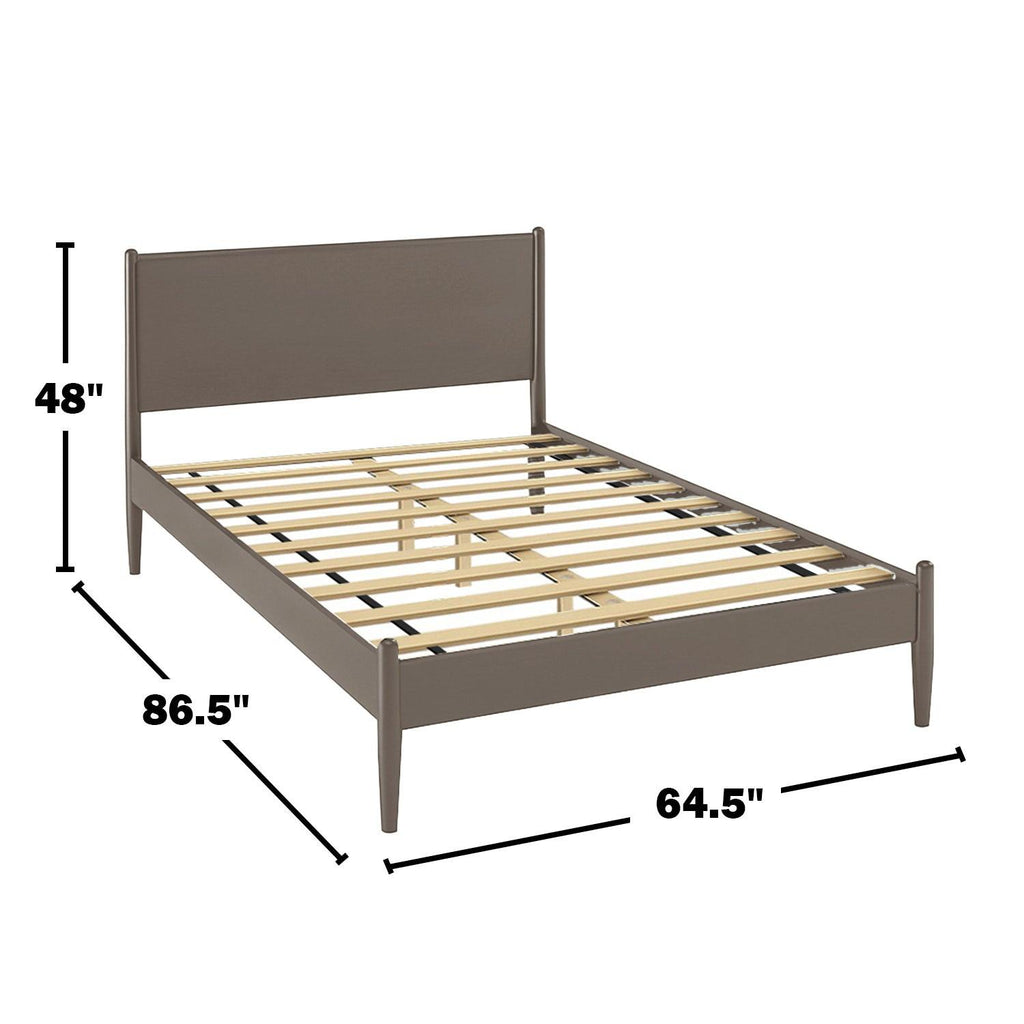 Queen Size Wooden Platform Bed in Gray Finish.