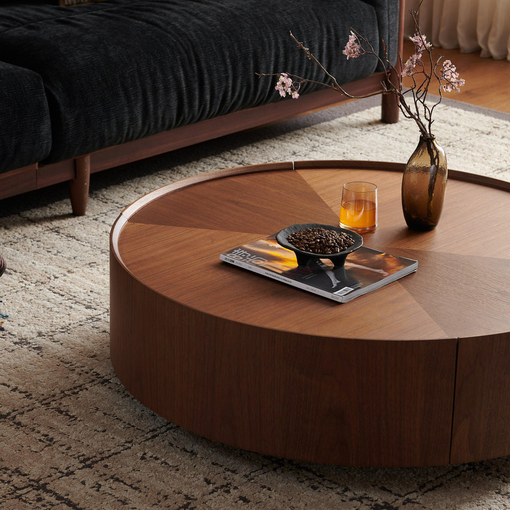39.3-Inch Walnut Coffee Table for Living Room.