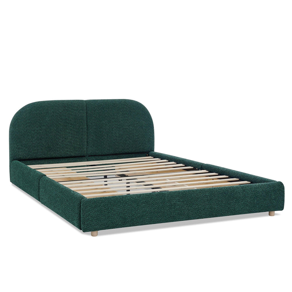 Queen Size Upholstered Bed Frame in Green.