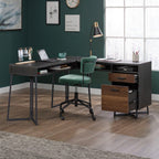L-Shaped Desk with 2 Drawers and Cubbyholes.