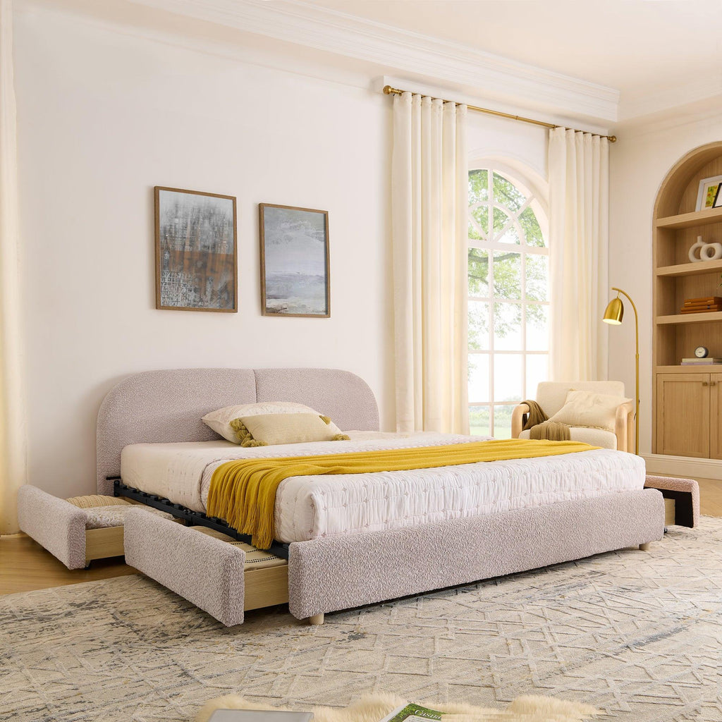 Queen Size Upholstered Bed Frame - Modern Minimalist Design.