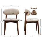 Camel Flannelette Dining Chair Set with Walnut Legs