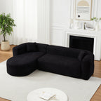 Modular Sectional Sofa with Curved Back & Chenille Fabric.